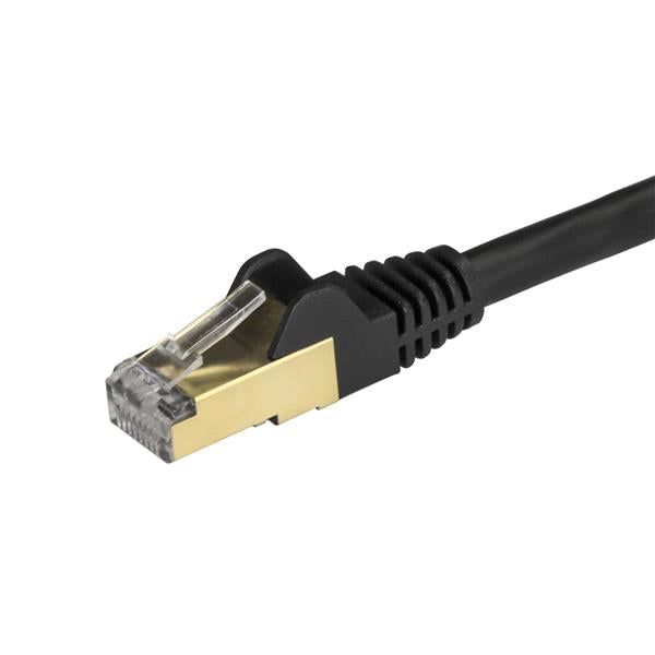 StarTech 0.50m CAT6a Ethernet Cable - 10 Gigabit Shielded Snagless RJ45 100W PoE Patch Cord - 10GbE STP Network Cable w/Strain Relief - Black Fluke Tested/Wiring is UL Certified/TIA