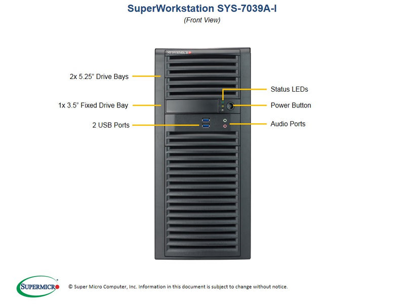 Supermicro SuperWorkstation 7039A-i IntelÂ® C621 LGA 3647 (Socket P) Black