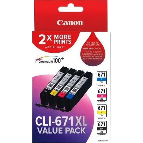 Canon CLI671XLVP ink cartridge 4 pc(s) Original High (XL) Yield Black, Cyan, Magenta, Yellow