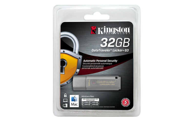 Kingston DataTraveler Locker+ G3 32GB USB flash drive USB Type-A 3.2 Gen 1 (3.1 Gen 1) Silver