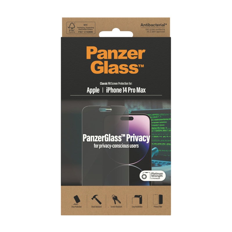 PanzerGlass â¢ Privacy Screen Protector Apple iPhone 14 Pro Max | Classic Fit