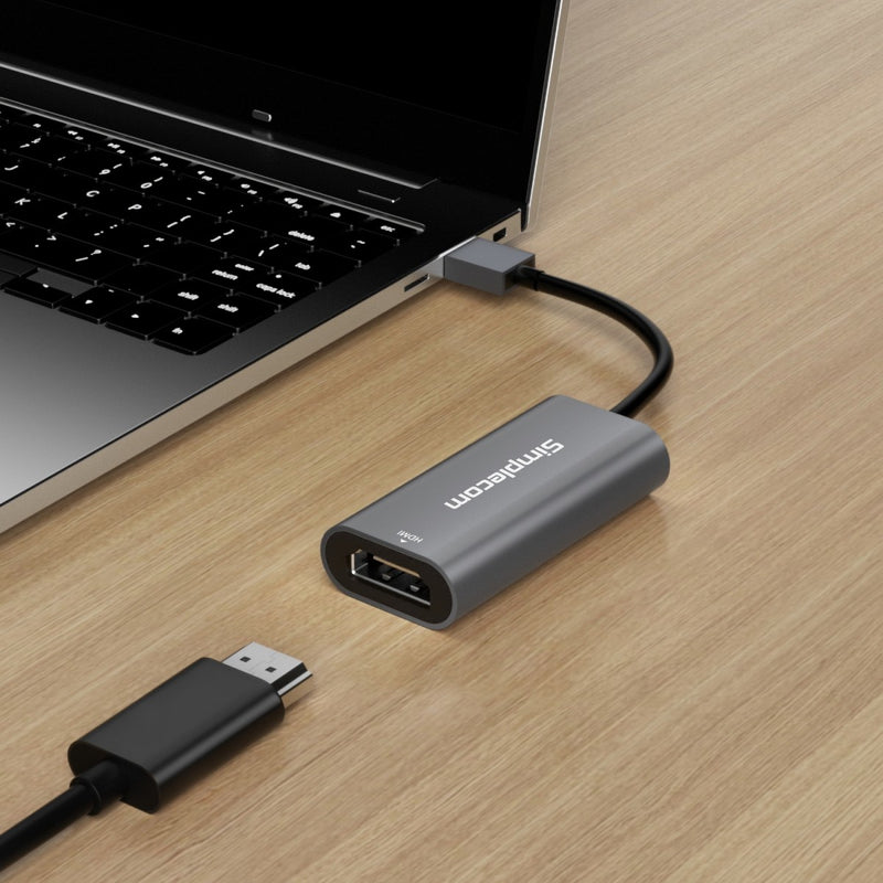 Simplecom DA306 video cable adapter 0.08 m USB Type-A HDMI Grey