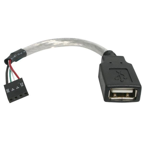 StarTech 6in USB 2.0 Cable - USB A Female to USB Motherboard 4 Pin Header F/F