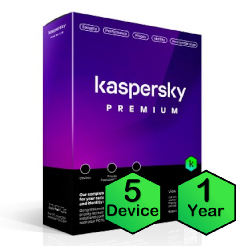 Kaspersky Lab Premium Physical License (5 Devices, 1 Year) Supports PC, Mac, & Mobile