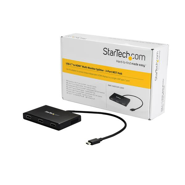 StarTech 3-Port Multi Monitor Adapter - USB-C to 3x HDMI Video Splitter - USB Type-C to HDMI MST Hub - Dual 4K 30Hz or Triple 1080p - Thunderbolt 3 Suitable - Windows Only