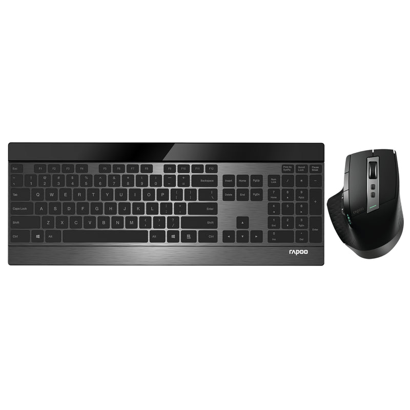 Rapoo 9900M keyboard Mouse included RF Wireless + Bluetooth QWERTY English Black