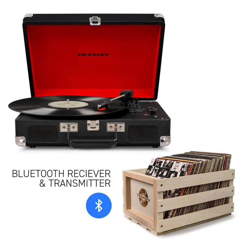 Crosley Cruiser Black - Bluetooth Turntable & Record Storage Crate