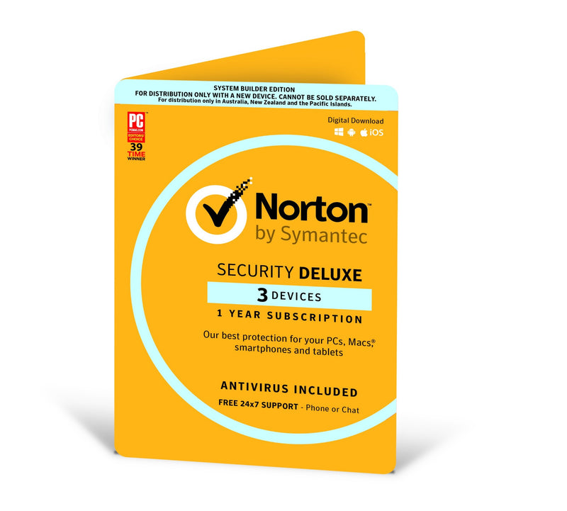NortonLifeLock 360 Security Deluxe, 3 Device, 12 Months, PC, MAC, Android, iOS, OEM