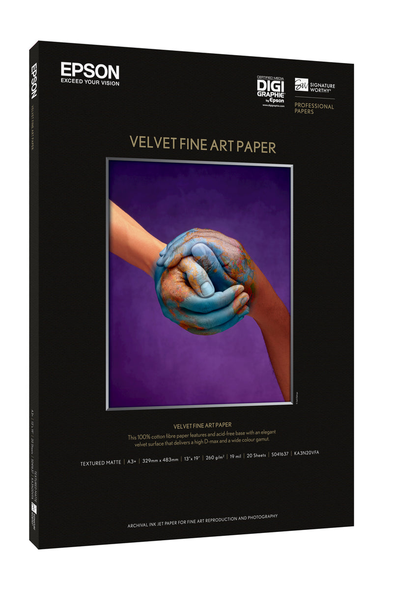 Epson Velvet Fine Art Paper, A3+, 260g/mÂ², 20 Blatt