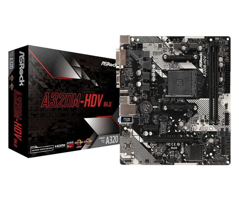 Asrock A320M-HDV R4.0 motherboard Socket AM4 micro ATX AMD Promontory A320