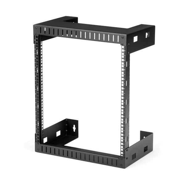 StarTech 12U 19" Wall Mount Network Rack - 12" Deep 2 Post Open Frame Server Room Rack for Data/AV/IT/Computer Equipment/Patch Panel with Cage Nuts & Screws 200lb Capacity, Black (RK12WALLO)