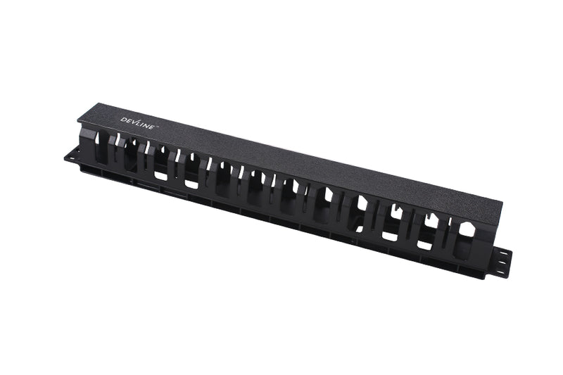 LinkBasic SharkRack 'DevLine' 1RU 19' Cable Management Rail 24 Slot Shallow (Plastic)