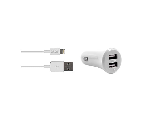 3SIXT xCar Charger 3.4A + Lightning Cable 1m - White
