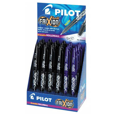 PILOT BL-FR7 FRIXION BALL ERASABLE GEL INK PEN FINE 0.7MM BLACK AND BLUE DISPLAY 24