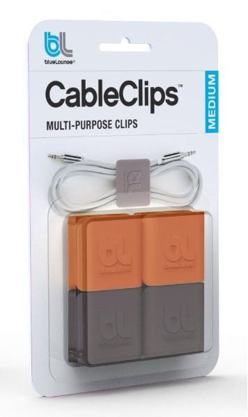 Bluelounge CableClip cable clamp Grey,Orange 4 pc(s)