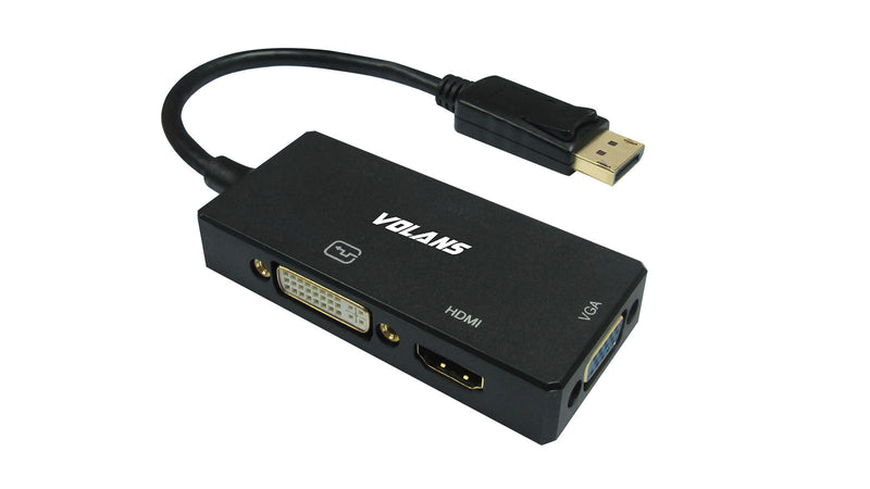 Volans VL-DPHDV-4K video cable adapter DisplayPort VGA + HDMI + DVI Black