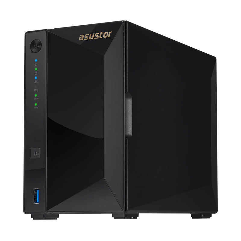 ASUSTOR 2-Bay NAS, Marvell Armada A7020 1.6GHz Dual-Core, 2GB DDR4, Gbe x2, 10G Base-T x1, WoL, hardware encryption