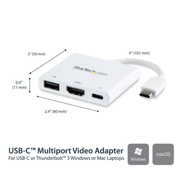 StarTech USB-C Multiport Adapter with HDMI - USB 3.0 Port - 60W PD - White