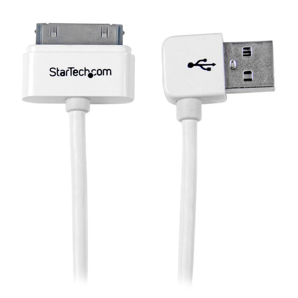 StarTech.com 1m (3 ft) Apple 30-pin Dock Connector to Left Angle USB Cable for iPhone / iPod / iPad with Stepped Connector