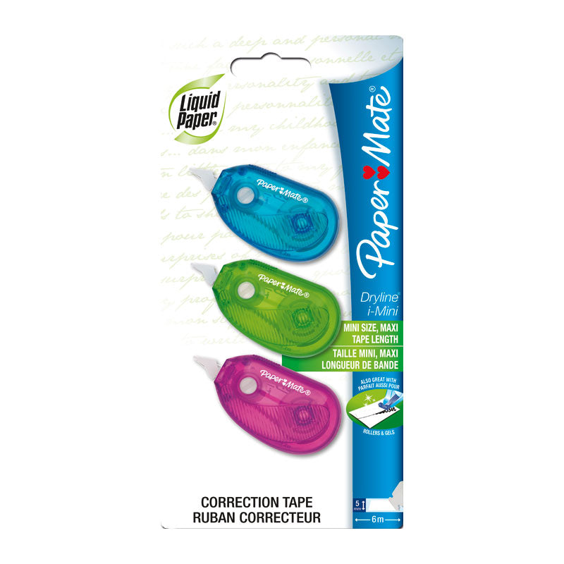 Papermate DryLine Mini correction tape Blue, Green, Red 3 pc(s)