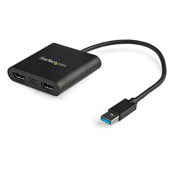 StarTech USB 3.0 to Dual HDMI Adapter - 1x 4K 30Hz & 1x 1080p - External Video & Graphics Card - USB Type-A to HDMI Dual Monitor Display Adapter - Supports Windows Only - Black