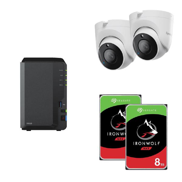 SYNOLOGY TC500 Camera Bundle 3 includes Synology DS223 x 1 plus Seagate IronWolf ST8000vn004 x 2 plus Synology TC500 x 2