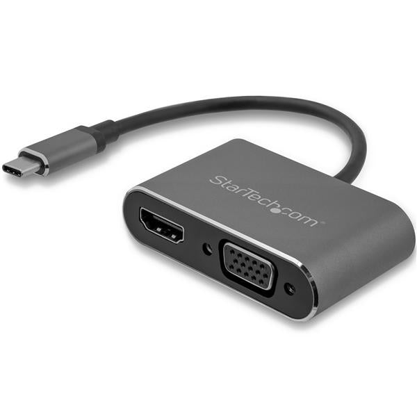 StarTech USB-C to VGA and HDMI Adapter - 2-in-1 - 4K 30Hz - Space Gray