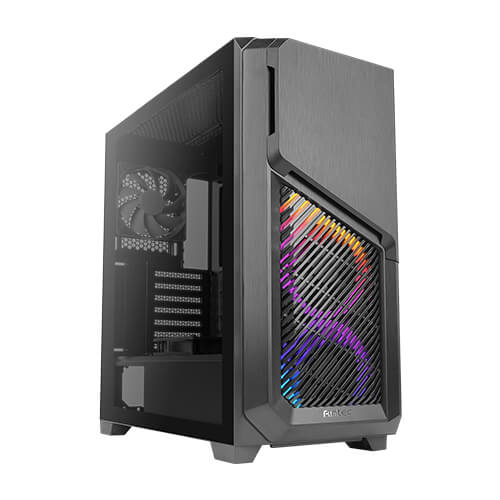 Antec DP502 FLUX High Airflow, ATX, Tempered Glass with 3x ARGB Fans in Front, 1x Rear, 1x PSU Shell (Reverse Fan blade) Gaming Case. (LS)