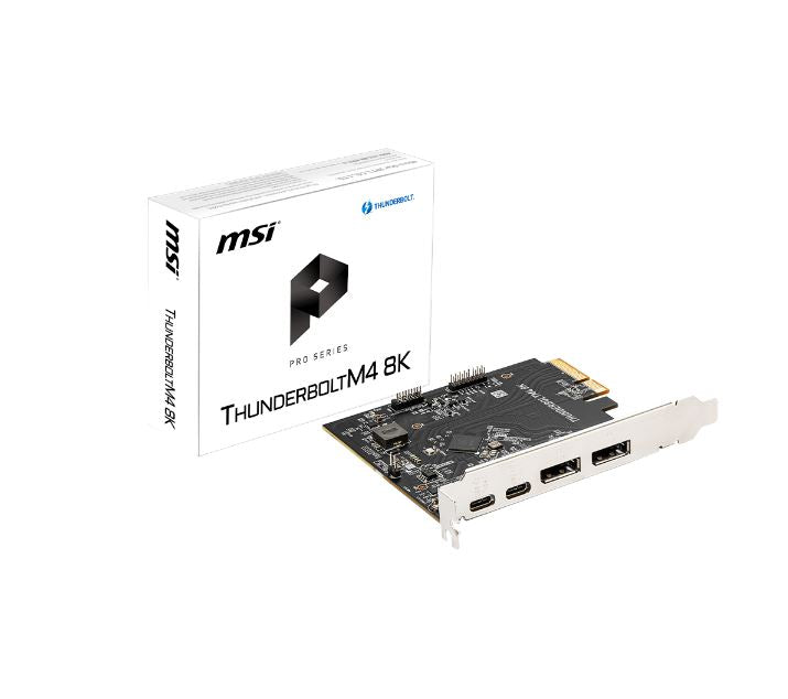 MSI Thunderbolt 4 PCIe Expansion Card, 2 x Thunderbolt™ 4 (USB-C) ports, 2 x DisplayPort Input ports, 1 x 16-pin TBT header, 1 x USB 2.0 header