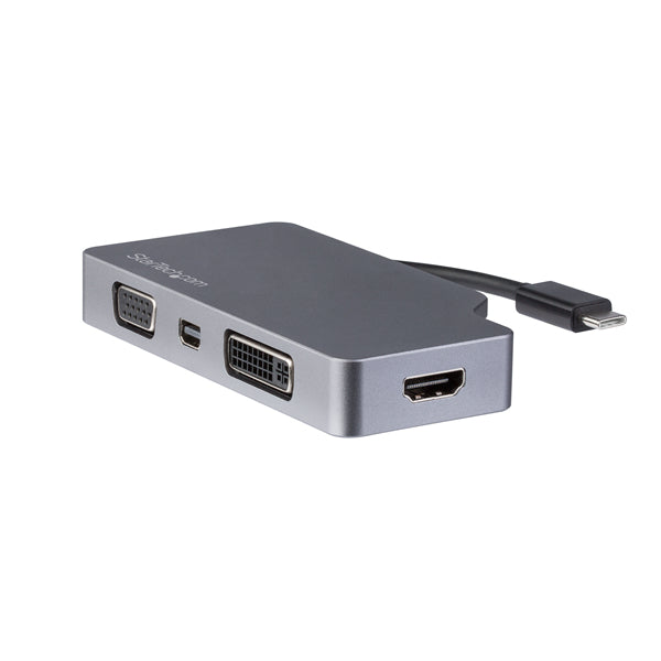 StarTech USB C Multiport Video Adapter with HDMI, VGA, Mini DisplayPort or DVI - USB Type C Monitor Adapter to HDMI 1.4 or mDP 1.2 (4K) - VGA or DVI (1080p) - Space Gray Aluminum
