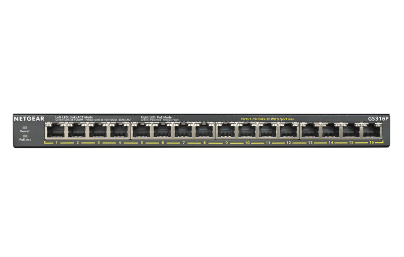NETGEAR GS316PP-100AJS network switch Unmanaged Gigabit Ethernet (10/100/1000) Power over Ethernet (PoE) Black
