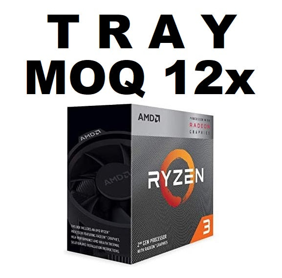 AMD-P (MOQ 12x If Not Installed On MBs) AMD Ryzen 3 3200G 'TRAY' 4 Core AM4 CPU, 3.6GHz 4MB 65W No Fan MOQ