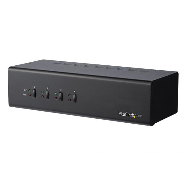 StarTech 4 Port Dual Monitor DVI KVM Switch - Dual Screen Display Compact USB KVM Switch with Integrated USB 3.0 Hub & Audio - Dual View KVM - Dell HP Apple Lenovo - TAA Compliant