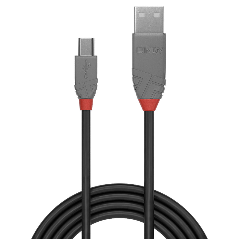Lindy 1m USB 2.0 Type A to Mini-B Cable, Anthra Line
