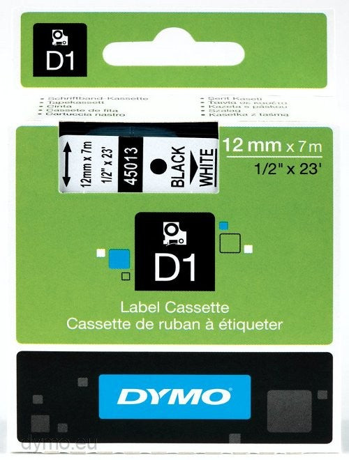 DYMO D1 Standard - Black on White - 12mm