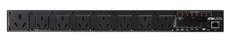 ATEN 8 Port 1U 15A Smart PDU - Outlet level metering with outlet control, 7 x GB1002 10A+ 1 x GB1002 15A