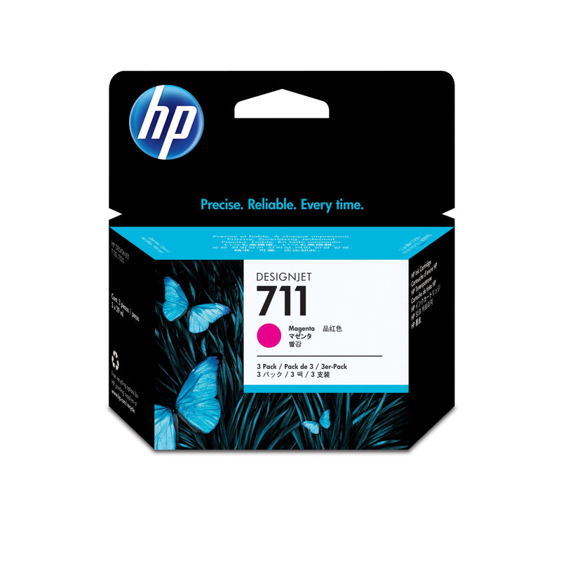 New Genuine HP 711 3-pack 29-ml Magenta DesignJet Ink Cartridges