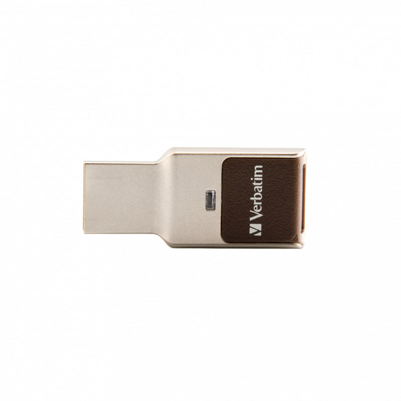 Verbatim FingerPrint Secure - USB 3.0 Drive with fingerprint scanner and AES-256 HW encryption to protect your data - 64 GB - Brown/Silver