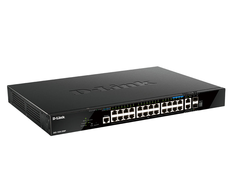 D-Link DGS-1520-28MP network switch Managed L3 Gigabit Ethernet (10/100/1000) Power over Ethernet (PoE) 1U Black