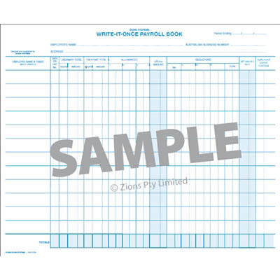 ZIONS NO.676S PAYROLL BOOK PACK 12 LINES PER PAGE