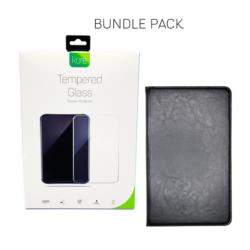 Kore Bundle Pack for Samsung Galaxy Tab A (10.1') - Binder Case & Tempered Glass Screen Protector - TPU Inner Book Case, Superior 9H Protection Glass