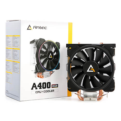 Antec A400 RGB Direct Heat-Pipies, Silent RGB 12CM PWM Fan, Broad Socket, 115X, 1200, 2011, 2066, 1700, AM3+, AM4, AM5 1Yr Wt CPU Air Cooler (LS)