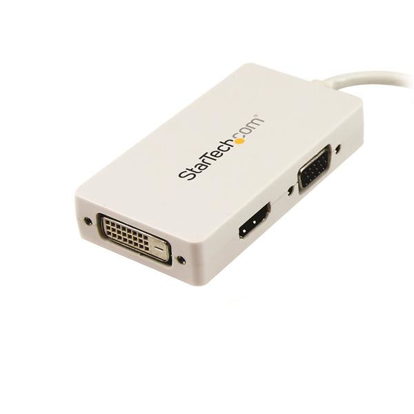 StarTech Travel A/V Adapter: 3-in-1 Mini DisplayPort to VGA DVI or HDMI Converter - White
