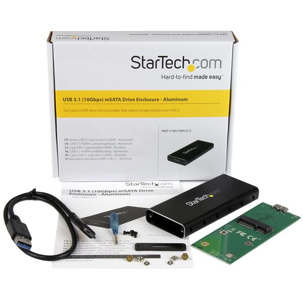 StarTech USB 3.1 (10Gbps) mSATA Drive Enclosure - Aluminum