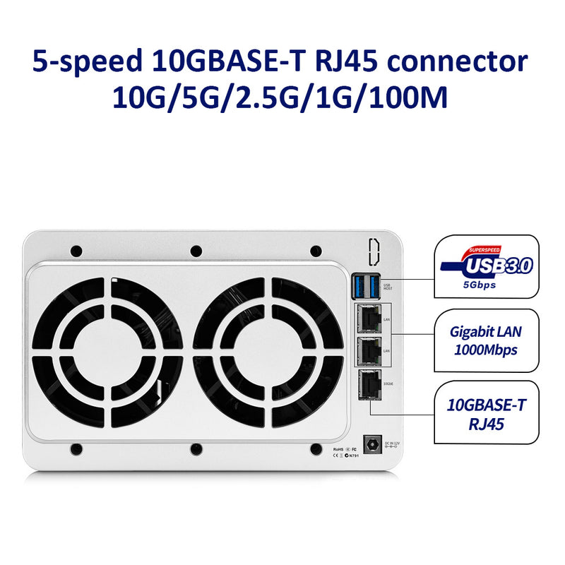 TerraMaster F4-422 NAS/storage server Desktop Ethernet LAN White J3455