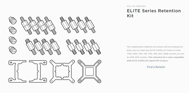 Corsair ELITE Series Retention Kit Mounting kit