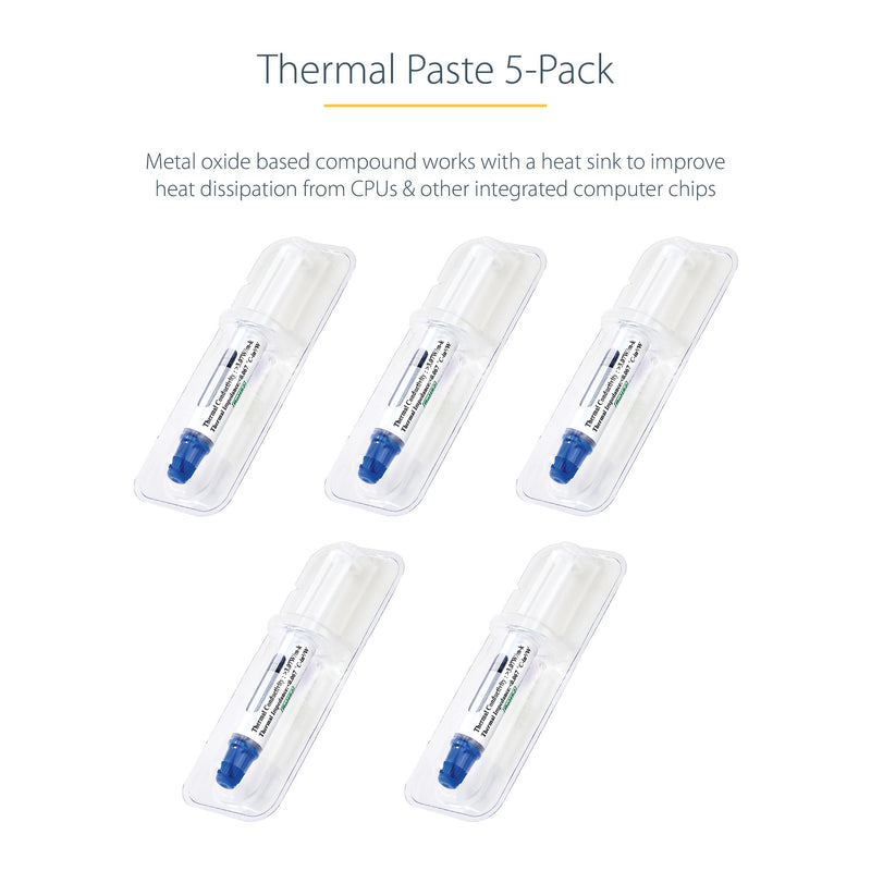StarTech Thermal Paste, Pack of 5 Re-sealable Syringes (1.5g / each), Metal Oxide Compound, CPU Heat Sink Thermal Grease Paste