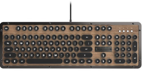 Azio RETRO CLASSIC keyboard USB QWERTY US English Black, Wood