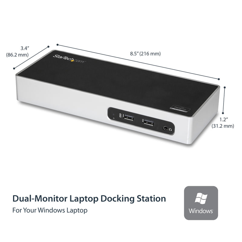 StarTech USB 3.0 Docking Station - Dual Monitor Laptop Docking Station with HDMI & DVI/VGA Video - 6-port USB 3.1 Gen 1 5Gbps Hub, GbE, Audio - Universal Type-A Dock - Windows & Mac