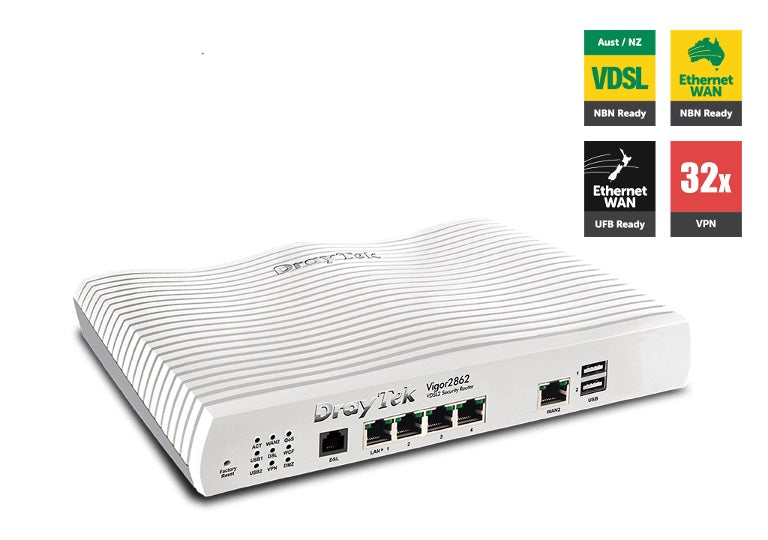 Draytek Vigor2862 Multi Wan Firewall Router Vdsl2/ Adsl2+ Gigabit 3g/ 4g Usb Wan Port Load Balance